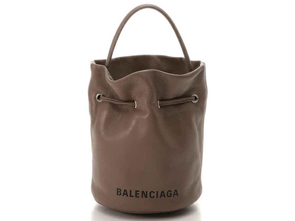 Balenciaga Drawstring Bucket Bag Greige Gray